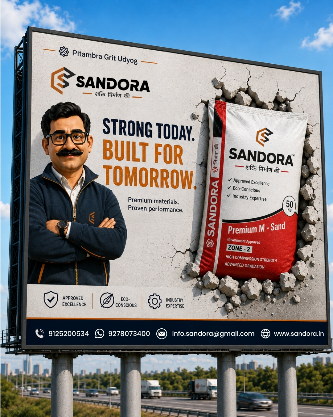 M-Sand for Construction: Buy Quality M-Sand from Sandora in Jhansi, Shivpuri & Nearby Areas